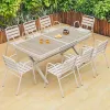 Full Aluminum Outdoor Dining Set Patio Furniture Table with Cushion 4 Chairs-Rustproof Lightweight Modern Garden Balcony Set