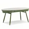 Green Wicker Rope Weaving Aluminum Frame Durable Weather Resistant Modern Outdoor Dining Set 4 Seater Oval Table 74cm Park