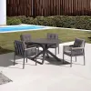 Grey Aluminum Frame Durable Eco-Friendly Outdoor Dining Set Woven Rope Chairs Table Modern All Weather Patio Garden Living Room