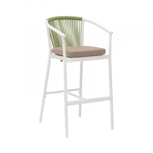 Indoor Outdoor Dining Garden Chair Rope Woven Backrest Cushioned Seat Comfortable Sturdy Aluminum Frame Modern Waterproof Hotel