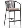 Indoor Outdoor Dining Garden Chair Rope Woven Backrest Cushioned Seat Comfortable Sturdy Aluminum Frame Modern Waterproof Hotel