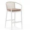 Indoor Outdoor Dining Garden Chair Rope Woven Backrest Cushioned Seat Comfortable Sturdy Aluminum Frame Modern Waterproof Hotel