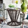 Light Brown Rattan Boho Side Table for Indoor Outdoor Patio Garden Decor