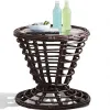 Light Brown Rattan Boho Side Table for Indoor Outdoor Patio Garden Decor