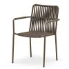 Lightweight Dining Chair Textilene Rope Woven Backrest Seat Sturdy Aluminum Frame Modern Style for Outdoor Courtyard Furniture