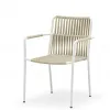 Lightweight Dining Chair Textilene Rope Woven Backrest Seat Sturdy Aluminum Frame Modern Style for Outdoor Courtyard Furniture