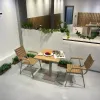Luxury Modern Contemporary Dining Chair Outdoor Use Aluminum+Plastic Wood UV-Resistant Stackable Durable Commercial Villa Hotel