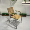 Luxury Modern Contemporary Dining Chair Outdoor Use Aluminum+Plastic Wood UV-Resistant Stackable Durable Commercial Villa Hotel