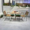 Luxury Modern Contemporary Dining Chair Outdoor Use Aluminum+Plastic Wood UV-Resistant Stackable Durable Commercial Villa Hotel