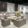 Luxury Modern Outdoor Garden Sofa Set - Weatherproof PE Rattan Furniture for Patio Balcony