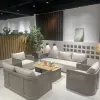 Luxury Modern Outdoor Garden Sofa Set - Weatherproof PE Rattan Furniture for Patio Balcony