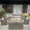 Luxury Modern Outdoor Garden Sofa Set - Weatherproof PE Rattan Furniture for Patio Balcony