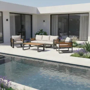 Luxury Modern Style All-Weather Garden Furniture Aluminum Outdoor Sofa Set for Courtyard Hotel Use