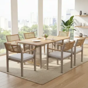 Luxury Outdoor Aluminum Frame Patio Furniture Set Dining Table and Chairs for Garden Restaurant Use