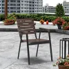 Modern ALL Black Aluminum Frame Chair Poly Wood Slatted Backrest Armrests Eco-Friendly Lightweight Durable Outdoor School Living
