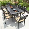 Modern All-Aluminum 6-8Person Outdoor Dining Table Chair Set Electric Barbecue Casual Garden Furniture for Courtyard Garden Use