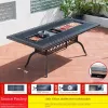 Modern All-Aluminum 6-8Person Outdoor Dining Table Chair Set Electric Barbecue Casual Garden Furniture for Courtyard Garden Use