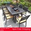 Modern All-Aluminum 6-8Person Outdoor Dining Table Chair Set Electric Barbecue Casual Garden Furniture for Courtyard Garden Use