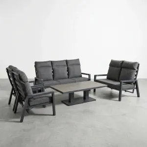 Modern Aluminum Alloy Frame Outdoor Weather Resistant Height-adjustable Coffee Table Cylinder-adjustable 1-7 Person Sofa Set