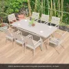 Modern Aluminum Alloy Outdoor Table Chair Set Waterproof Cushion Pine Wood Patio Garden Courtyard Furniture