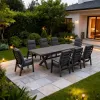 Modern Aluminum Alloy Pneumatic Dining Chairs and Dining Tables for Dining Set with Cushioned Conversation Sofa for Courtyard