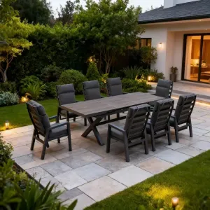 Modern Aluminum Alloy Pneumatic Dining Chairs and Dining Tables for Dining Set with Cushioned Conversation Sofa for Courtyard