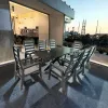 Modern Aluminum Alloy Pneumatic Dining Chairs and Dining Tables for Dining Set with Cushioned Conversation Sofa for Courtyard