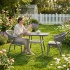 Modern Aluminum Contemporary Garden Set Outdoor Coffee Table and Chairs with 2 Seating Capacity for Dining and Farmhouse Use