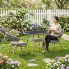 Modern Aluminum Contemporary Garden Set Outdoor Coffee Table and Chairs with 2 Seating Capacity for Dining and Farmhouse Use
