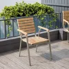 Modern Aluminum Frame Champagne Color Comfortable Eco-Friendly Villa Garden Dining Courtyard Chair Plastic Wood Slatted Backrest