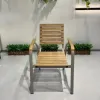 Modern Aluminum Frame Champagne Color Comfortable Eco-Friendly Villa Garden Dining Courtyard Chair Plastic Wood Slatted Backrest