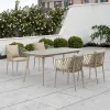 Modern Aluminum Outdoor Furniture Set Warm Tones Sofa Chairs Sintered Stone Table Courtyard Garden Weather Hotel Living Room