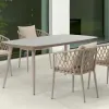 Modern Aluminum Outdoor Furniture Set Warm Tones Sofa Chairs Sintered Stone Table Courtyard Garden Weather Hotel Living Room