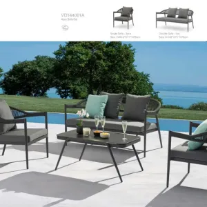 Modern Aluminum Outdoor Garden Sofa Set with PE Rattan Durable Comfortable Waterproof 1-4-Seater Furniture