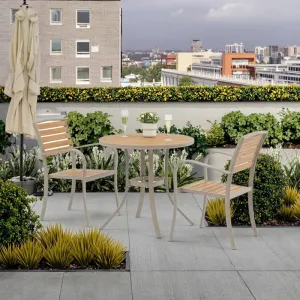 Modern Aluminum Poly Wood Outdoor Dining Set Table Chairs Waterproof UV Resistant Durable Portable Lightweight Furniture Hotel
