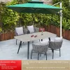 Modern Aluminum Rock Board Table and Chair Set Outdoor Furniture Waterproof Sunscreen 4-Person Non-Foldable Garden Terrace