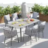 Modern Aluminum Rock Board Table and Chair Set Outdoor Furniture Waterproof Sunscreen 4-Person Non-Foldable Garden Terrace