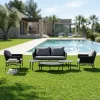 Modern Aluminum Round Outdoor Dining Table 4-person Sofa Set for Patio Garden Courtyard Modern Convertible Furniture