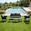 Modern Aluminum Round Outdoor Dining Table 4-person Sofa Set for Patio Garden Courtyard Modern Convertible Furniture