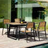 Modern Charcoal Gray Dining Table with Durable Plastic Wood Top UV-Resistant Waterproof for Hotel and Outdoor Use