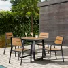 Modern Charcoal Gray Dining Table with Durable Plastic Wood Top UV-Resistant Waterproof for Hotel and Outdoor Use