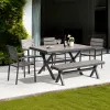 Modern Comfortable Aluminum Frame Outdoor Dining Tables Chairs Picnic Furniture Set for Garden Park Hotel Warehouse Use