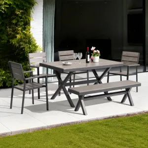 Modern Comfortable Aluminum Frame Outdoor Dining Tables Chairs Picnic Furniture Set for Garden Park Hotel Warehouse Use