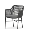 Modern Comfortable Lightweight Indoor Outdoor Dining Chair Rope Woven Mesh Backrest Seat Sturdy Aluminum Frame Villa Kitchen