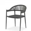 Modern Dark Tone 5pcs Chair Set Aluminum Frame Wicker Backrest Armrest Glass Top Durable Weather Resistant Outdoor Garden