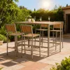 Modern Design Aluminum Poly Wood Waterproof Sun-Resistant Durable Portable Outdoor Dining Square Table Chairs 4-Piece Garden Set