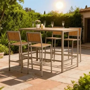 Modern Design Aluminum Poly Wood Waterproof Sun-Resistant Durable Portable Outdoor Dining Square Table Chairs 4-Piece Garden Set