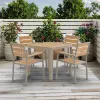 Modern Design Aluminum and Plastic Wood Waterproof Sun-Resistant Durable Square Table and Chairs 4-Piece Garden Set