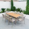 Modern Design Comfortable Outdoor Furniture 10 Seat Dining Set Durable Plastic Wood Waterproof Stackable Adjustable Park Villa
