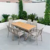 Modern Design Comfortable Outdoor Furniture 10 Seat Dining Set Durable Plastic Wood Waterproof Stackable Adjustable Park Villa
